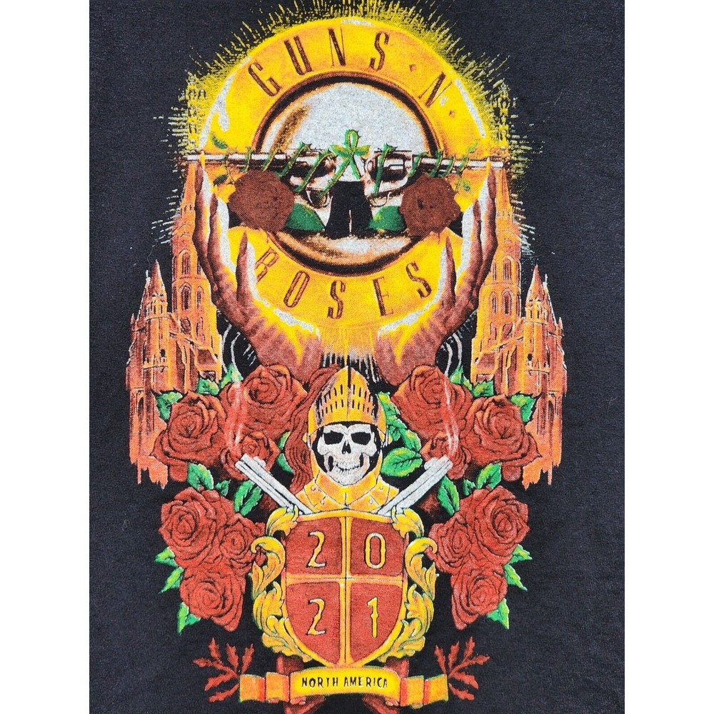 Guns N' Roses 2021 We'reF'n'Back! 2 Sided black band T-shirt Size Large Rock - Picture 2 of 5